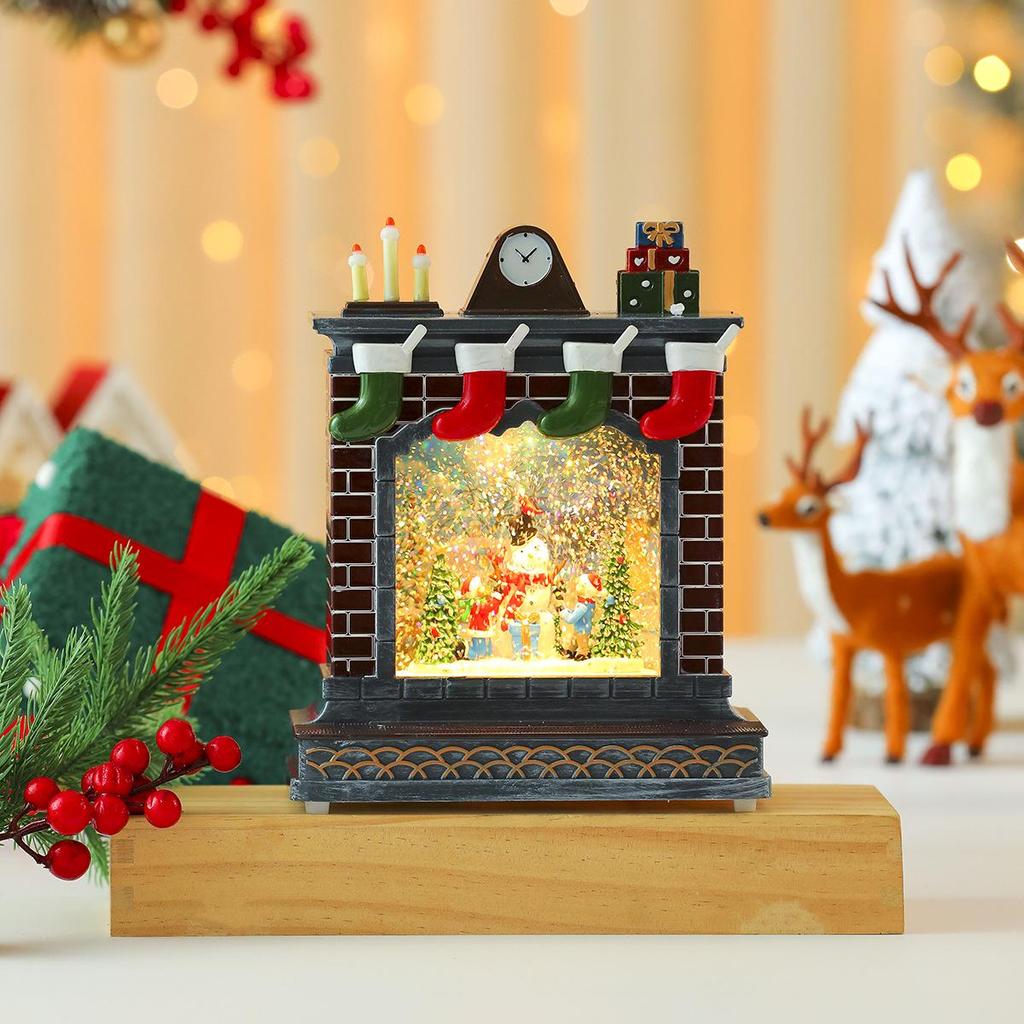 Creative Christmas Scene Music Box: Festive Fireplace Ornament Gift for All Ages