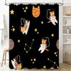 Space Cats Shower CurtainAstro Kitty Bathroom Decor with Black Background, Stars, Constellations Cosmic Design Perfect Gift for