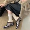 High heel deep mouth pointed hair shoes women's 2025 winter plush thick heel single shoes tide