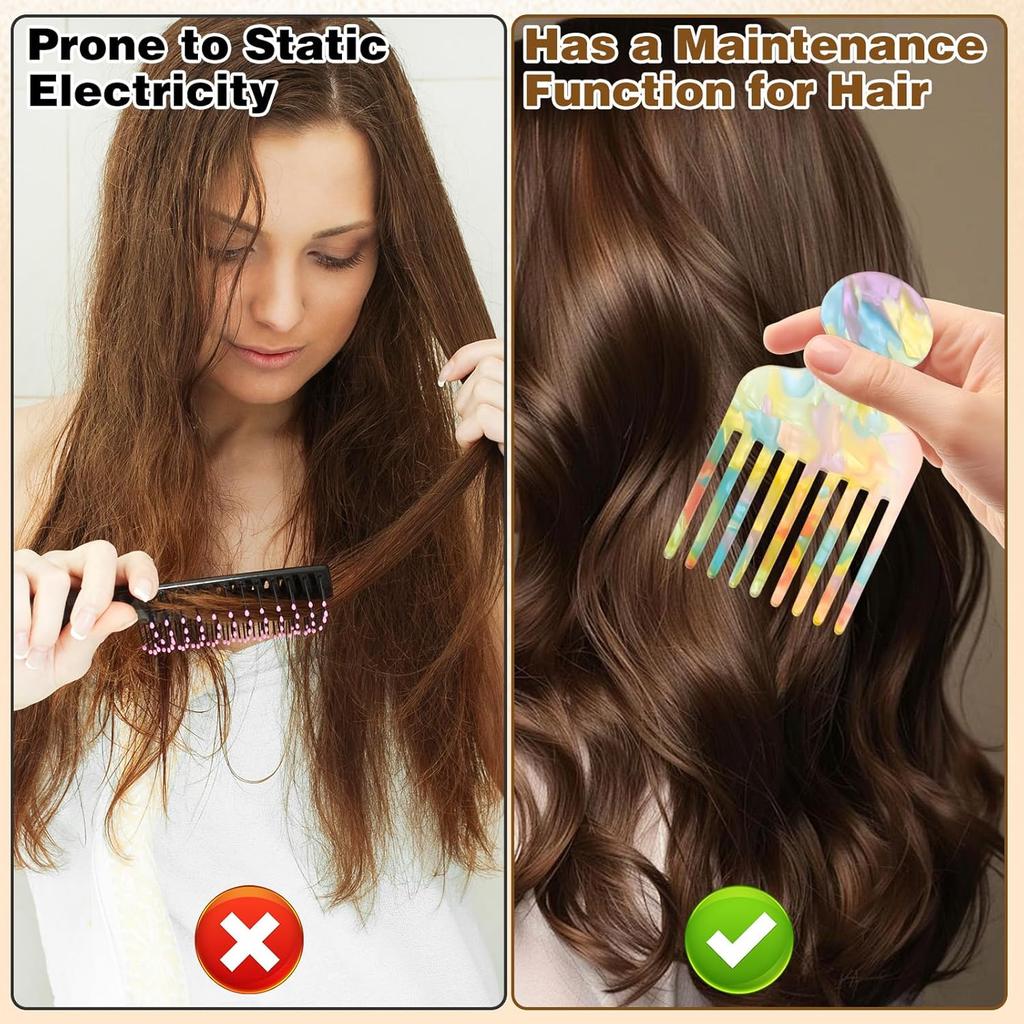Fine-Tooth Comb Colorful, Hair Pick Comb Supplies, Exquisite Pink Hair Picks for Women Styling Tools Supplies for Women Suitable for Both Straight &