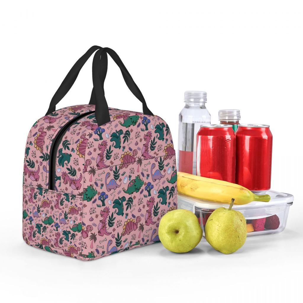 Cartoon Cute Dinosaur Pattern Insulated Lunch Bag for Kids School Cooler Thermal Food Box Tote Leakproof Lunch Boxes Container