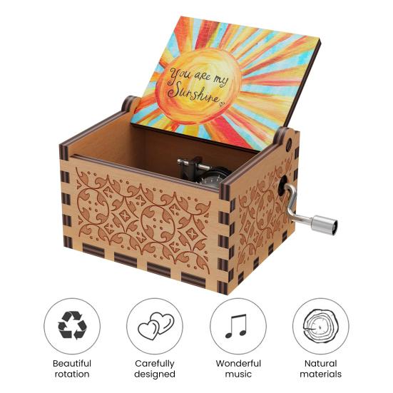Drehkurbel Holz Spieluhr You Are My Sunshine Mini Mechanische Musik