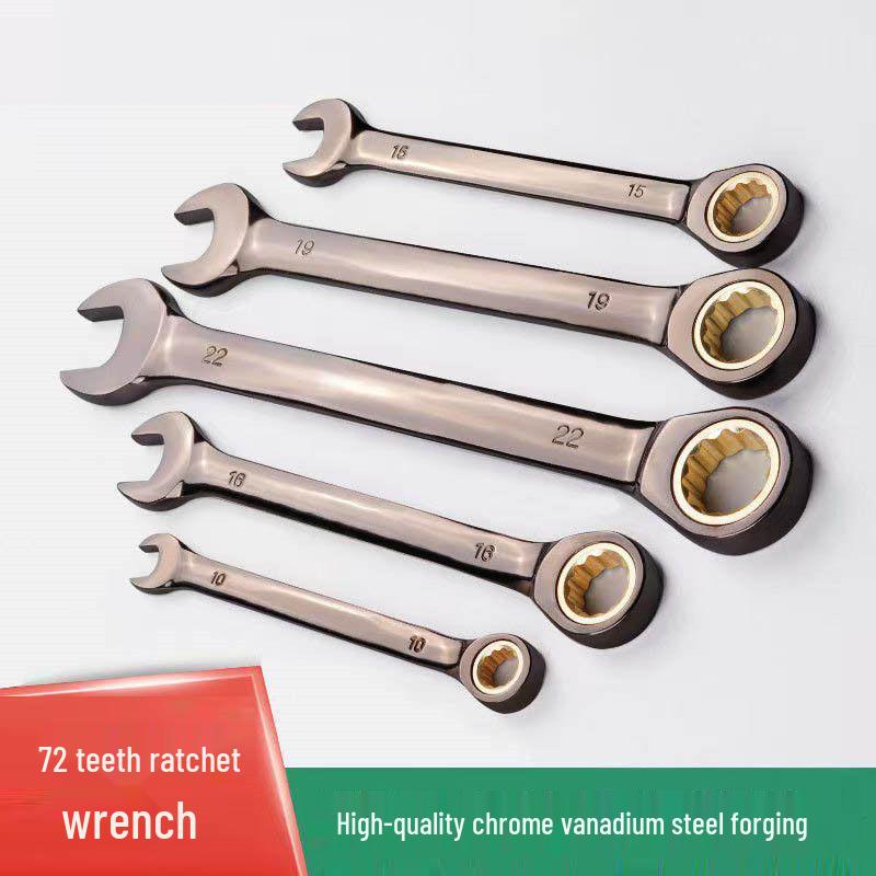 72-Tooth Dual-Head Ratchet Open/Box-End Combo Wrench Set for Auto Repair