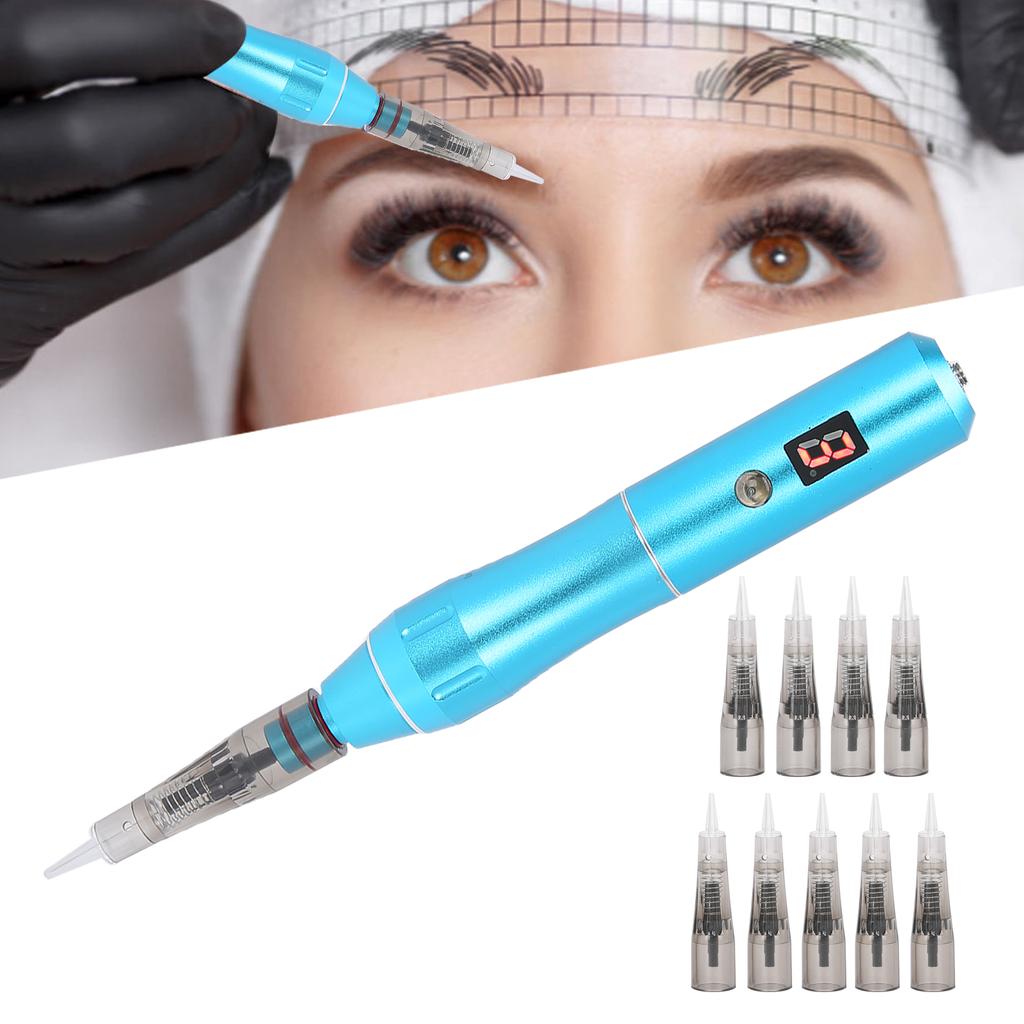 Uppladdningsbar Semipermanent Microblading Maskin Patronnål MTS Tatueringspenna  (Blå )