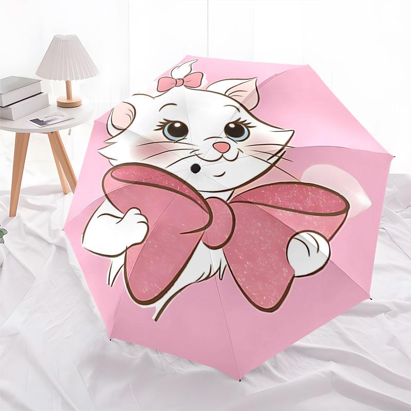 Kitty, Bow Themed Automatic Opening and Closing Umbrella, Brightly Colored 8-rib Portable Umbrella, Suitable for Men and Women, A Perfect Gift for Chr