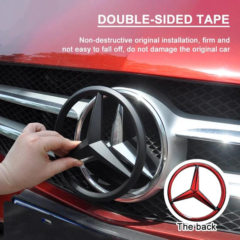 BQAZ9 18.8/21cm Car Front Grille Large Badge Decal for Mercedes Benz GLA GLB AMG GLS G C E GLE GLB A AMG Cover Decoration Accessories