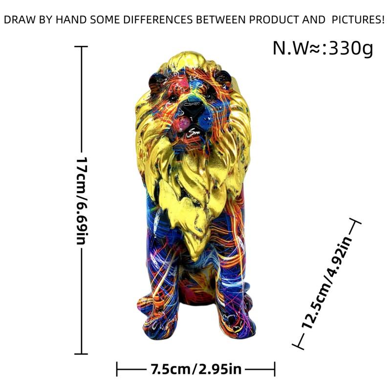 Resin Lion Figurine Decorative Sculpture Office Desk Home Entryway TV Cabinet Stylish Ornament