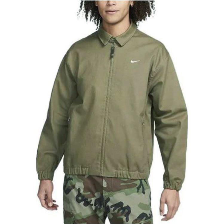 Nike Solid Color Logo Casual Collar Jacket Men Outerwear Green DQ6335-222