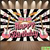 2D Pink Guitar & Drum Rock Music Happy Birthday Backdrop Banner