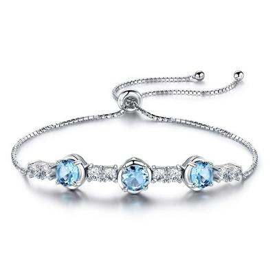 Blue Topaz Tennis Bracelet -925 Sterling Silver