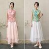 Shangdubiella Elegant Chinese Style Chiffon Blouse & A-line Skirt Set