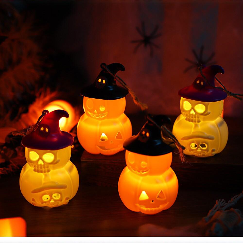 Halloween LED Pumpkin & Skull Hanging Lantern - Luminous Night Light Decoration