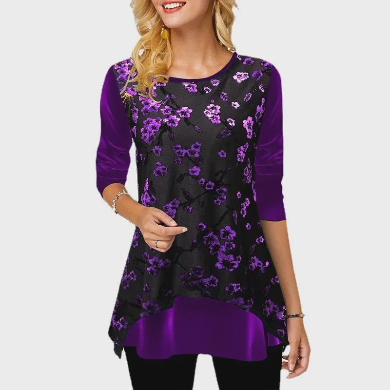 Wiosenno-jesienne damskie luźne topy z nadrukiem – moda europejska i amerykańska