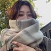 Scarf women's winter high-end color scarf fluffy fringed large shawl warm versatile atmosphere striped scarf