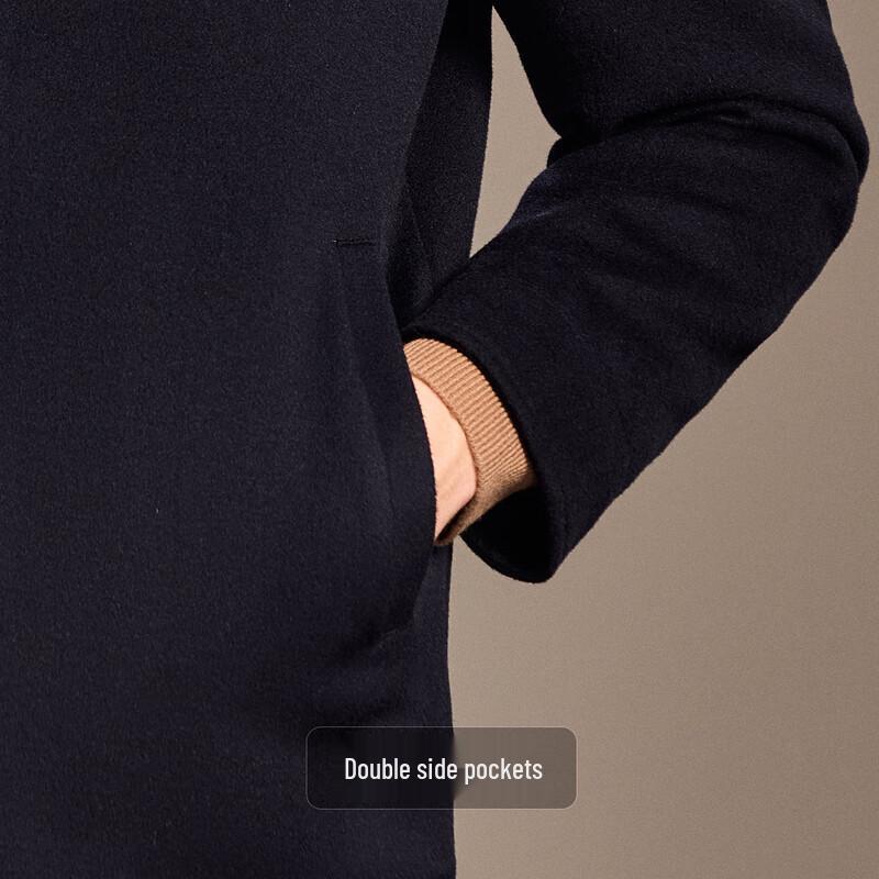 Antonio Men's Stand Collar Wool Blend Coat with Detachable 90% Goose Down Liner