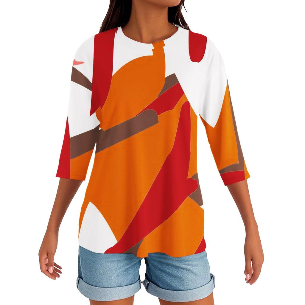 Women's Round Neck Hem Slit Fashion Casual Solid Color Short-sleeved Top