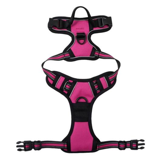 

Дихаюча регульована собача шлейка з ручкою, м яка, зі світловідбиваючими елементами, без ривка, з переднім кріпленням для прогулянок, тренувань, полювання S