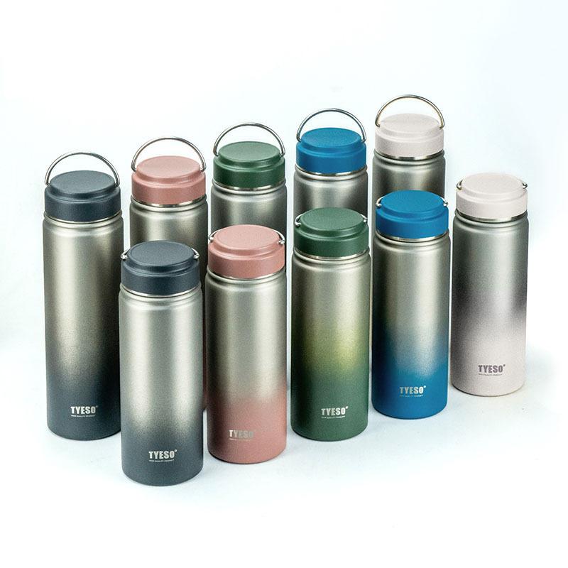 TYESO Borraccia Termica Colore Degradé Grande Capacità Bollitore Sportivo da Esterno Semplice Portatile Acciaio Inossidabile Tazza Termica per Acqua