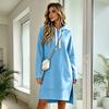 Women's Casual Color Hooded Mid-Length Pullover Sweatshirt for Everyday Wear