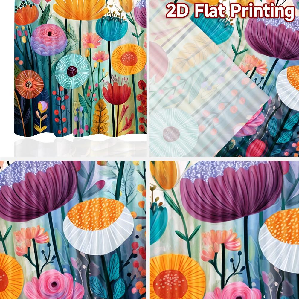 2D flat printing 2pcs Curtain Curtains Colorful Spring Flowers Digital Printed Polyester Drapes Festive Holiday for Photo Booths