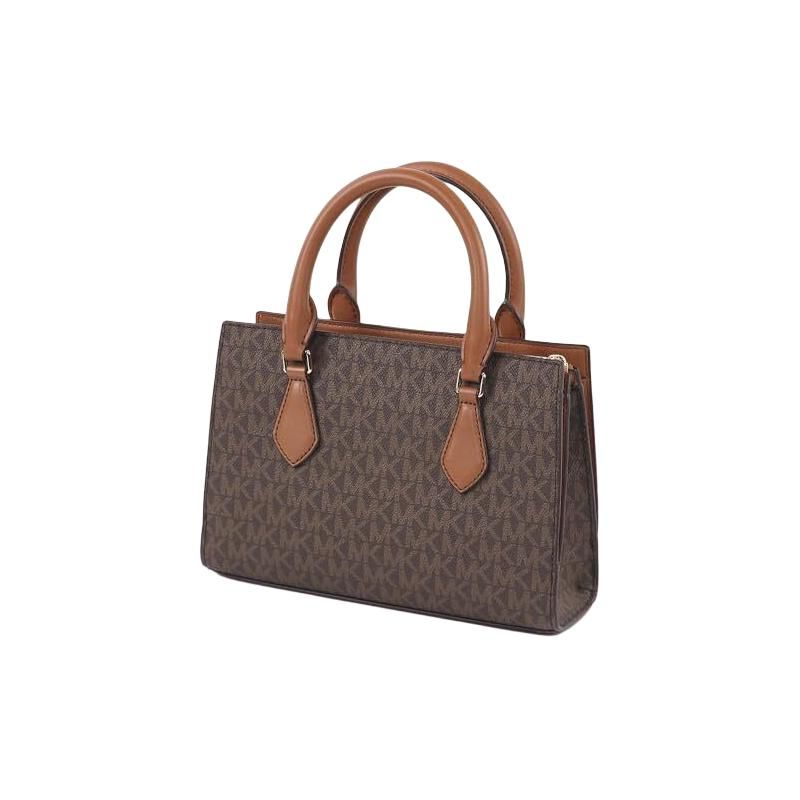 Michael Kors Mk Sheila Ciondolo Logo Classico Borsa Tote con Zip Borsa della Spesa Tela Rivestita a Mano a Spalla Crossbody Piccola 35S3G6HS5B-BROWN