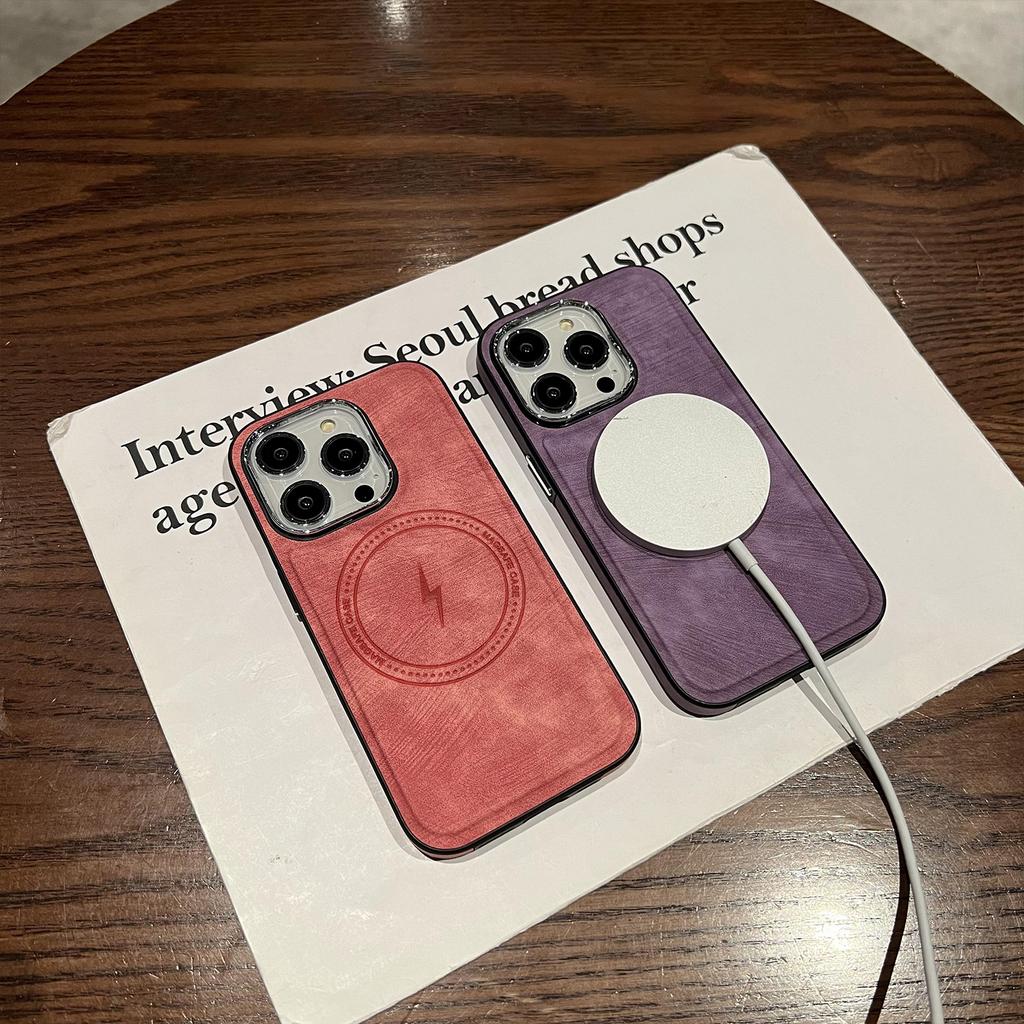 Wireless Charging Magnetic Leather Case For iPhone 16 15 14 13 12 11 Pro Max 14 Plus For Magsafe Bumper Shockproof Cover
