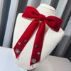 Luxurious Velvets Bowknot Clip On Brooch with Rhinestones Snowflake for Christmas Parties Pre Tied Bows Tie Necktie