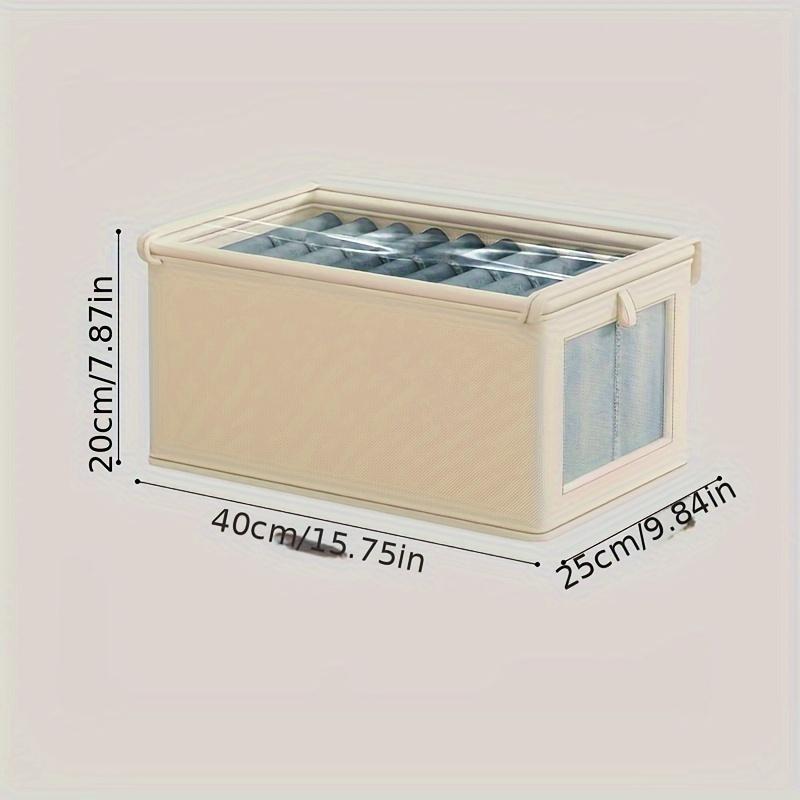 Canvas Storage Box with Transparent Window Strip - Foldable Clothing Organizing Box for Home Wardrobe Sorting