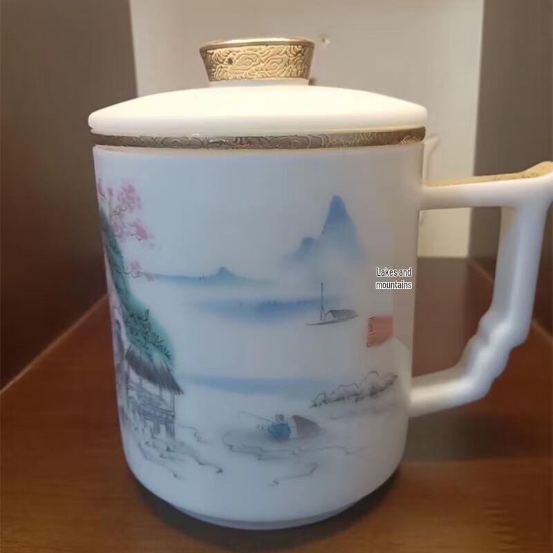 Chaxun Hand-Painted Ceramic Office Tea Cup with Filter