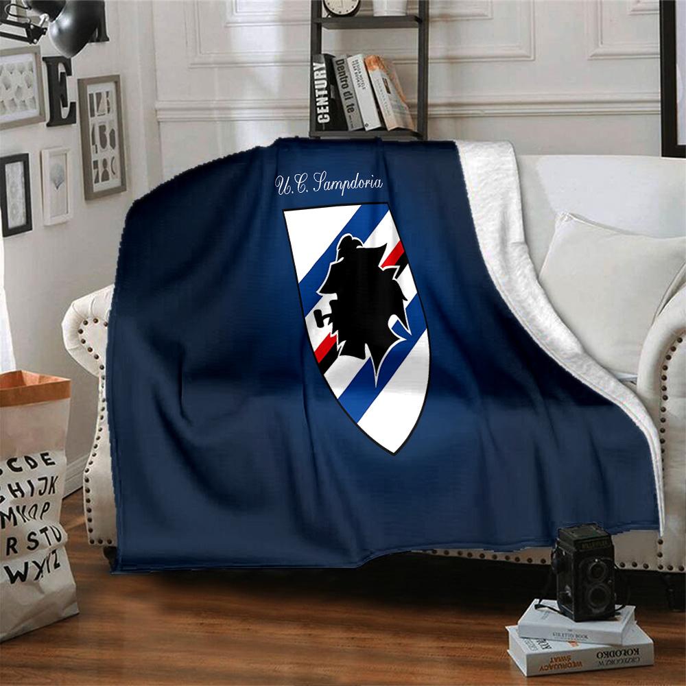 Sam-pdoria Team Crest Design Flannel Blanket, Soft Polyester, Modern Design, All-Season for Camping, Travel, Gifts for holidays or birthdays