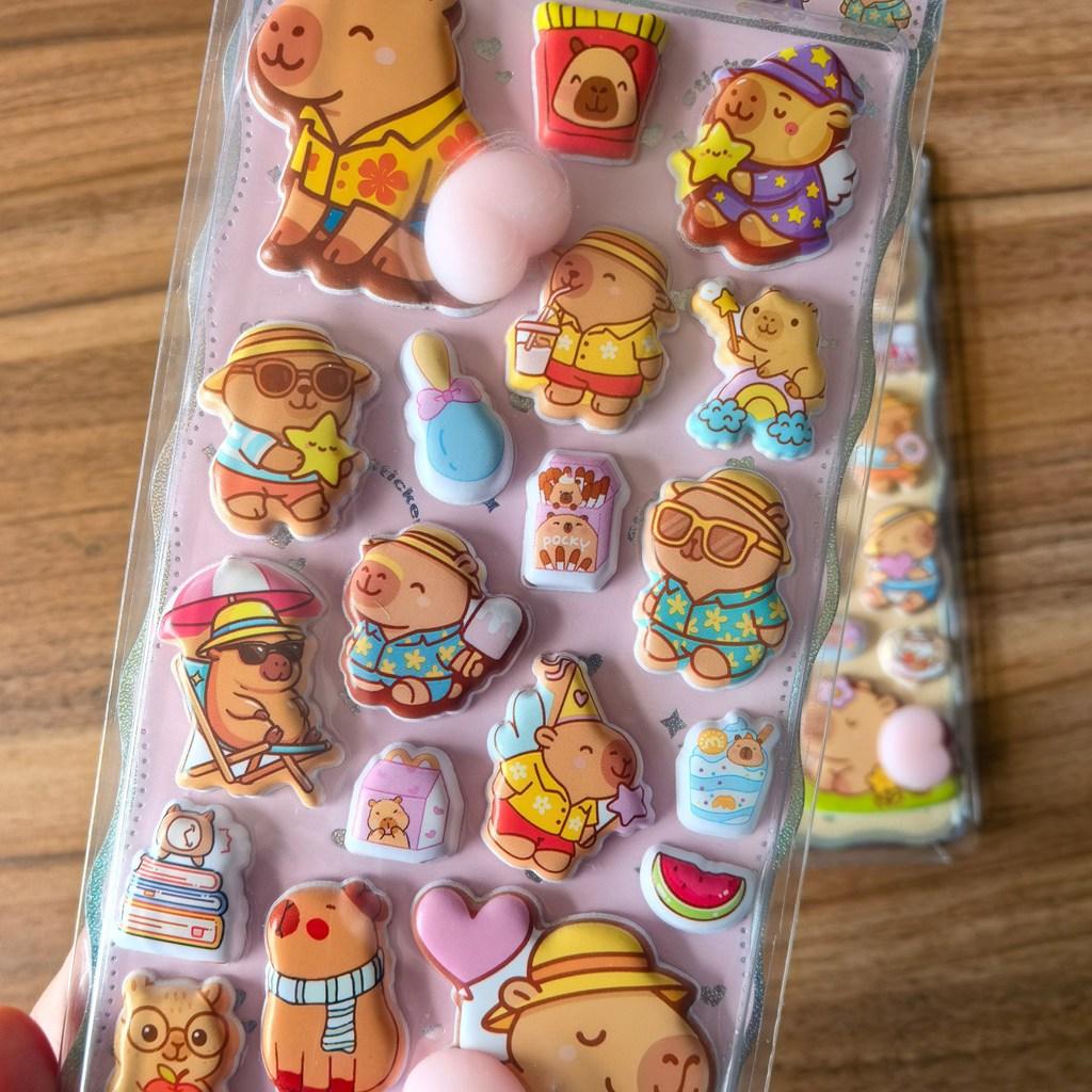 Capybara Themed PP Sticker Set (2 Pcs) - Fun Embellishments for Planners & Handcrafts BulingBulingStickers Store