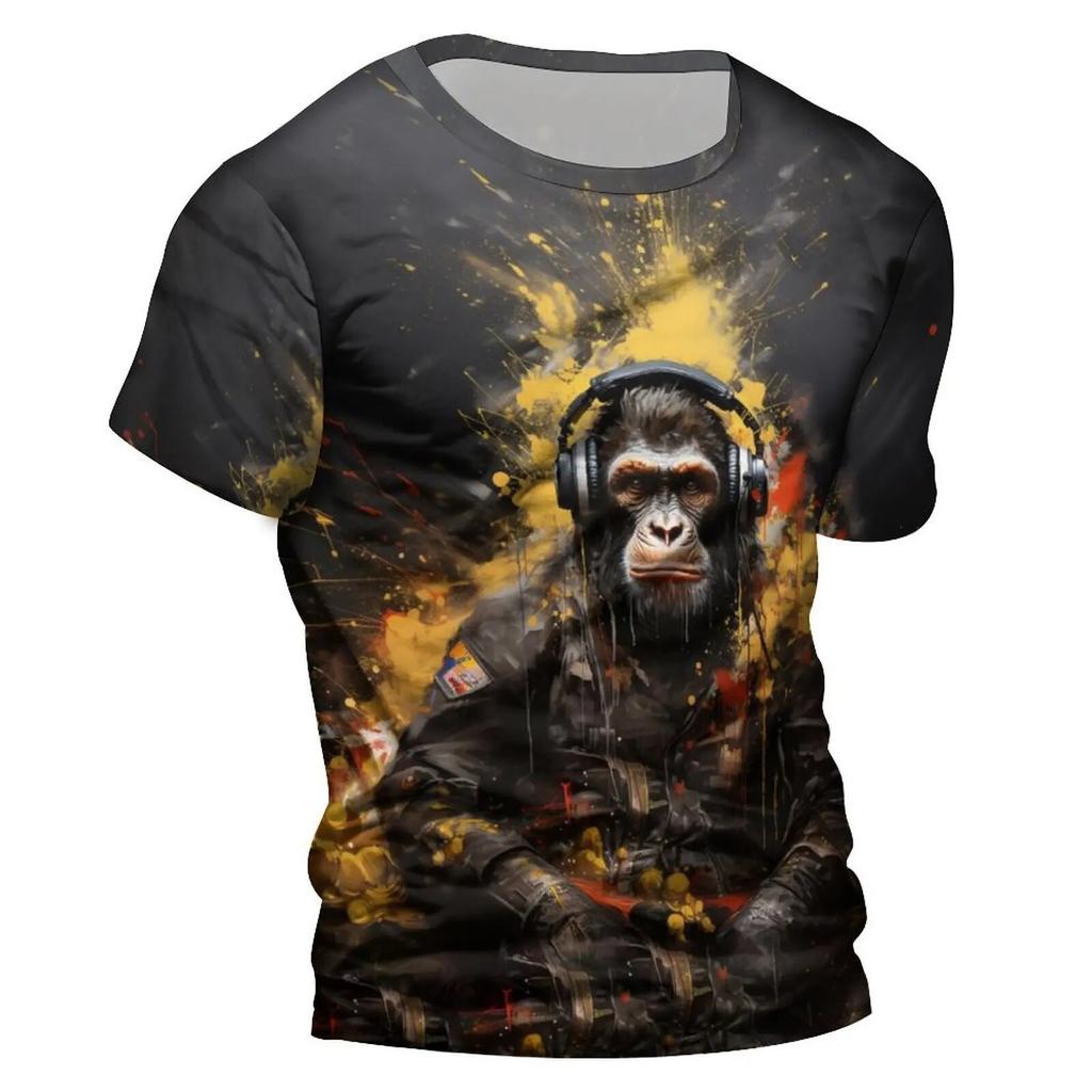 Chimpanzees 3D Tshirt For Men Fashion Hip Hop O-neck Short Sleeve Tops Harajuku Men's T-shirts Oversized Tees Shirt Man Clothing