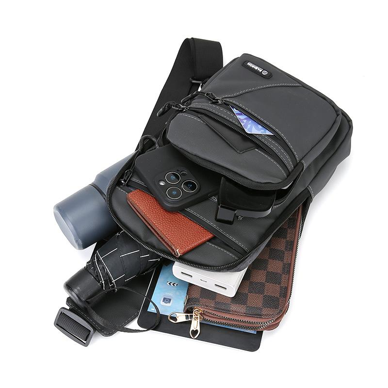 Men's Multi-Layer Chest Bag - High-Quality Nylon Crossbody Sling for Daily Commuting & Outdoor Activities