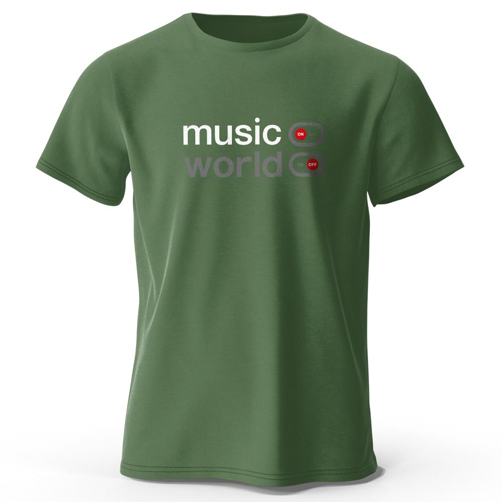 Men's Music World Printed T-Shirt 100% Cotton Oversized Classic Funny Graphic Tees for Men Women Summer Tops