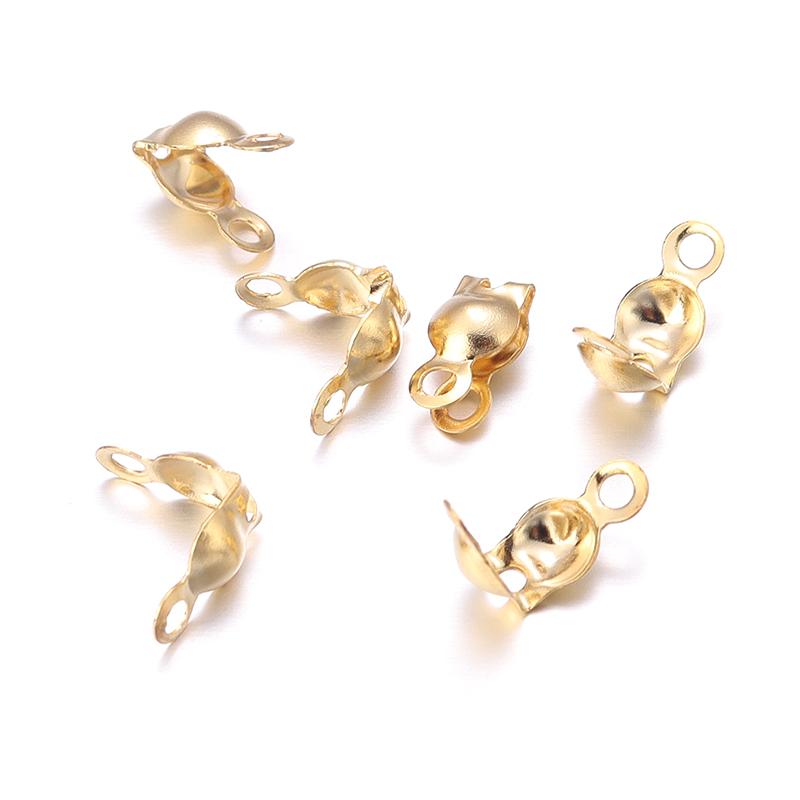 50pcs/lot Stainless Steel Connector Clasps Ball Chain End Crimp Beads Caps For Jewelry Making DIY Bracelet Necklace Accessories