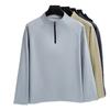 Spring Semi-Zipper Stand-Up Neck Sweater Men'S Long-Sleeved T-Shirt Solid Color Casual Sports Simple Top Men