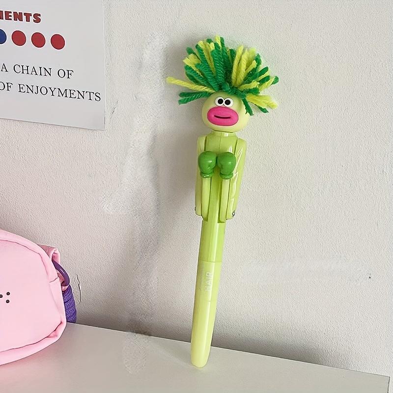 1pc Funny Exploding Hair Boxing Ballpoint Pen - Creative Knock Pen, 1.0mm Black Refill, Funny Birthday Gift зелёный