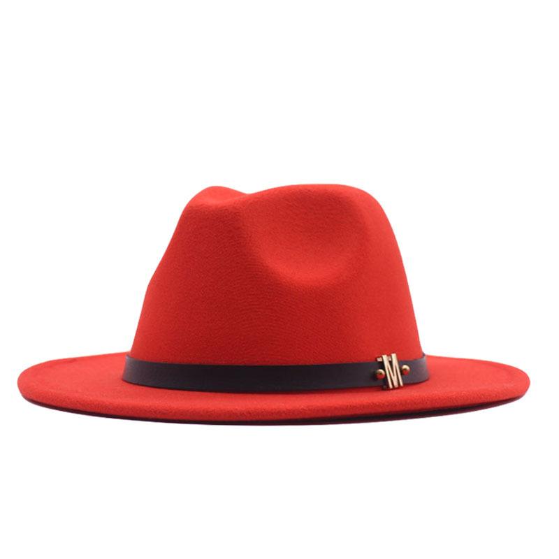 eBay European and American fashion autumn and winter new M belt woolen top hat men's and women's jazz hat