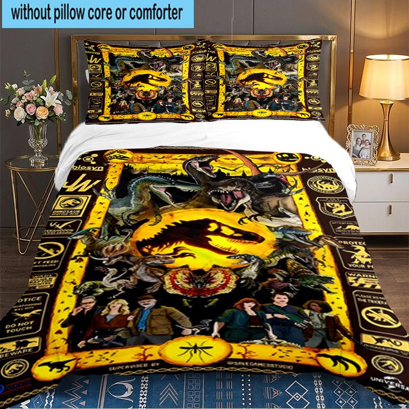 Jura-ssic Dinosaurs Battle 3PCS Bedding set,Ideal for 1pc Duvet Cover And 2pcs Pillowcases Perfect for Fan gift,Ideal for Bedroom, Dormitory