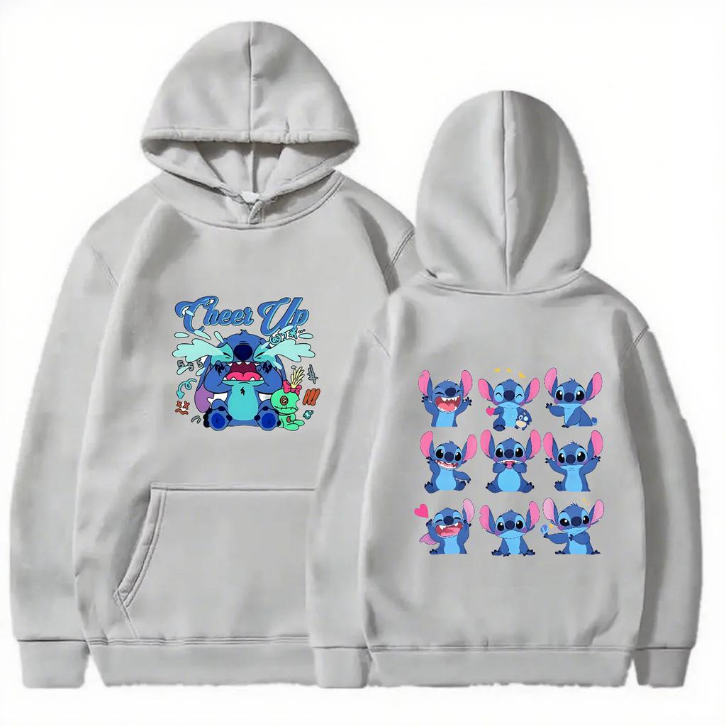 2025 New Disney Series Stitch Children's Hooded Sweatshirt for Men Women - Casual Top with Cartoon Print -fall Winter Clothing