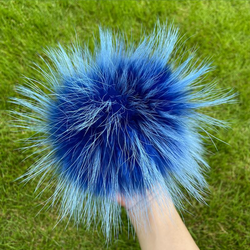 13 15 cm DIY Naturfarbe Echte Waschbärfell Pompons Für Taschen Gestrickte Mütze Hüte Echtes Fuchs Fell Pompon