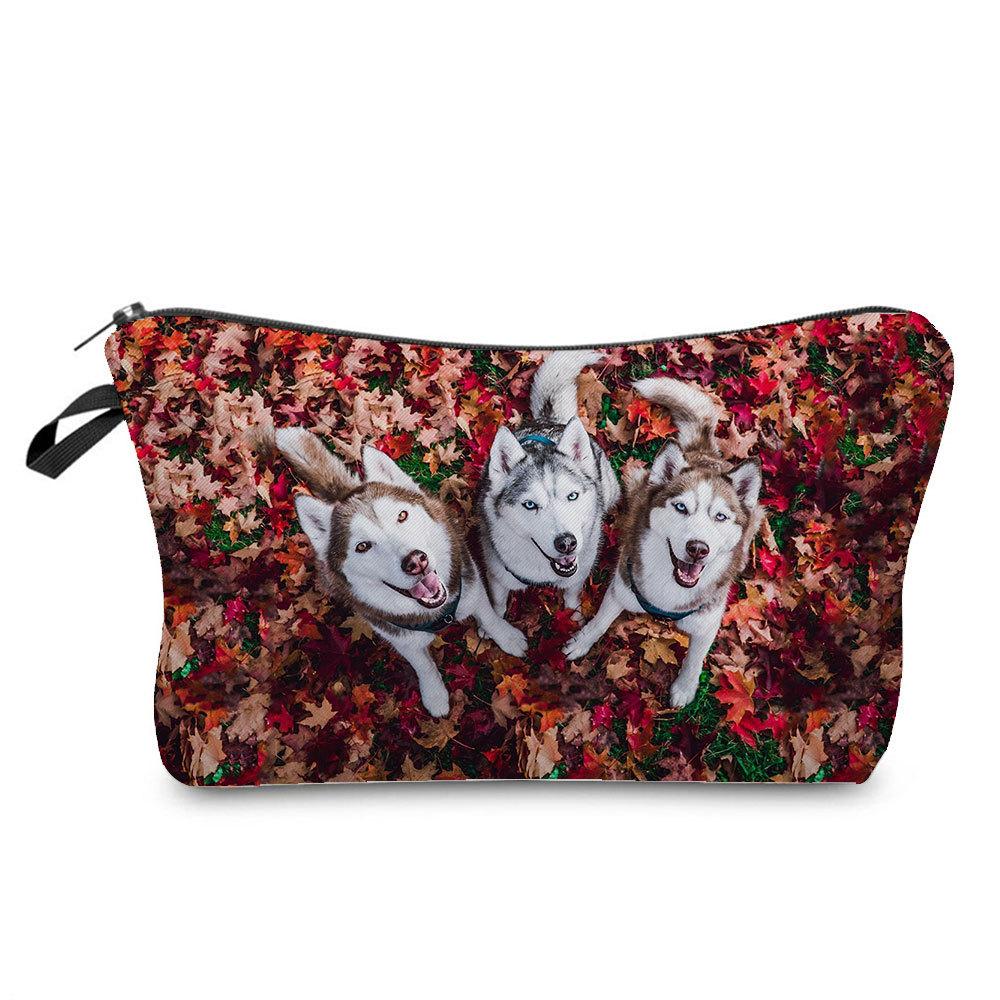 Women Dog Print Cosmetic Bag Toiletries Organize Travel Storage Case 6873