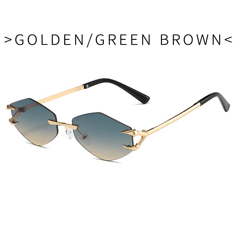 Retro Polygonal Sunglasses for Women Fashion Rimless Irregular Square Ladies Sun glasses Shades Retro Alloy Eyewear