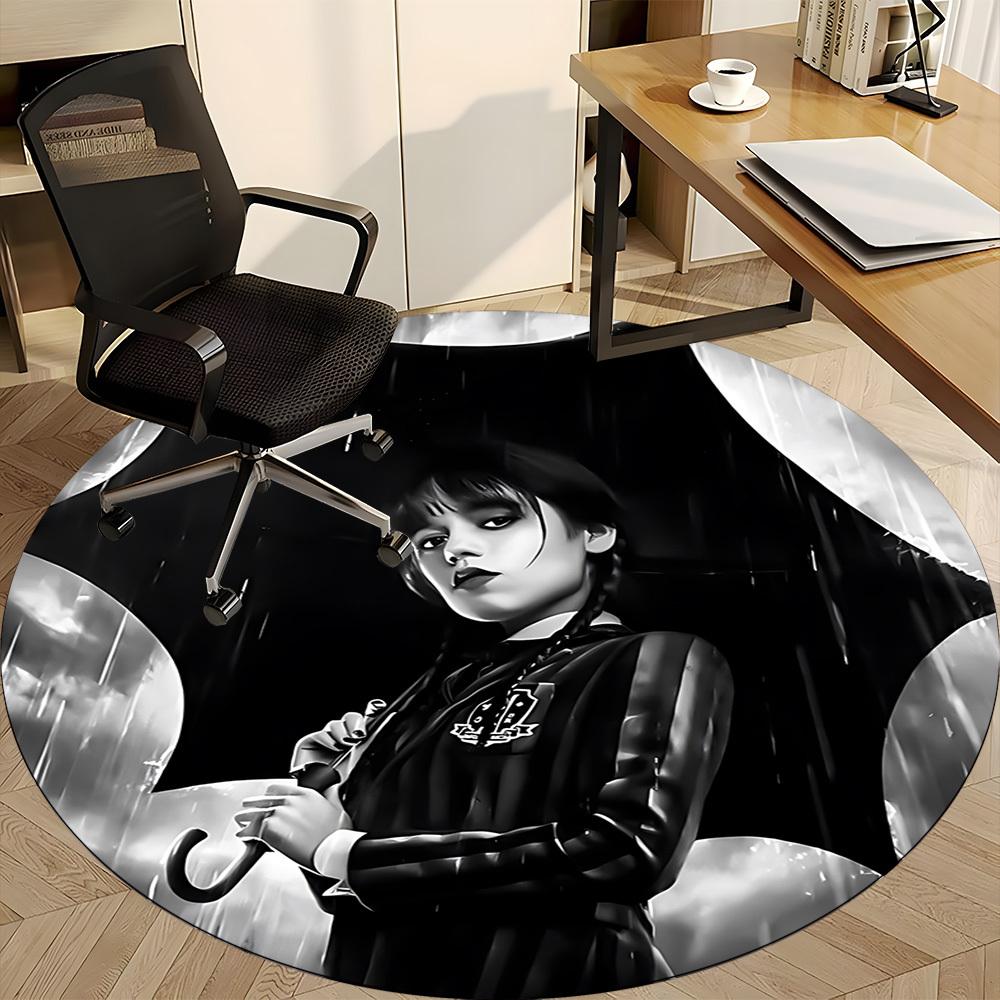 1PC Wednesday Addams Office Round Rug - Perfect for Office or Study Decor, Non-Slip Backing, Decorative Floor Mat Yy250916062