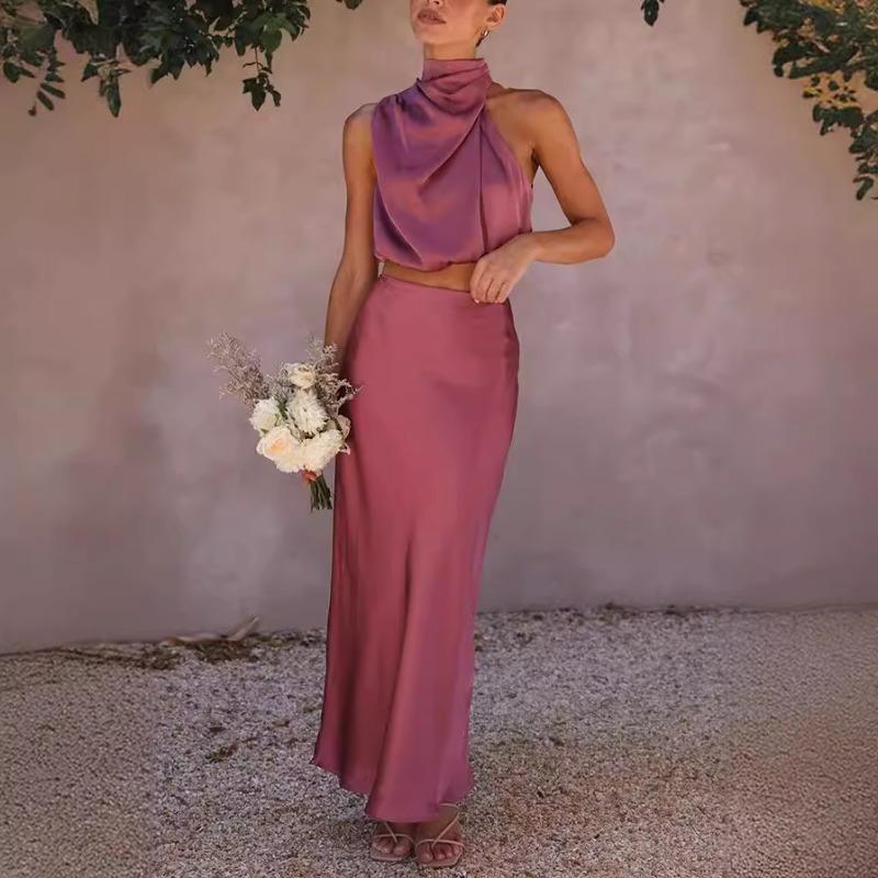 Women's New Spring and Summer Satin Multi-colour Slimming Leisure Two-piece Suit