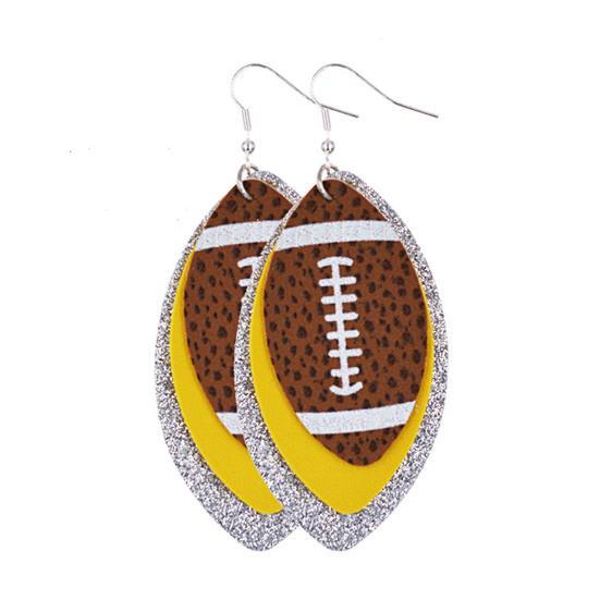 1 Paar Hängeohrringe Mehrschichtige Kunstleder Vintage Einzigartige Fußball Hakenohrringe für