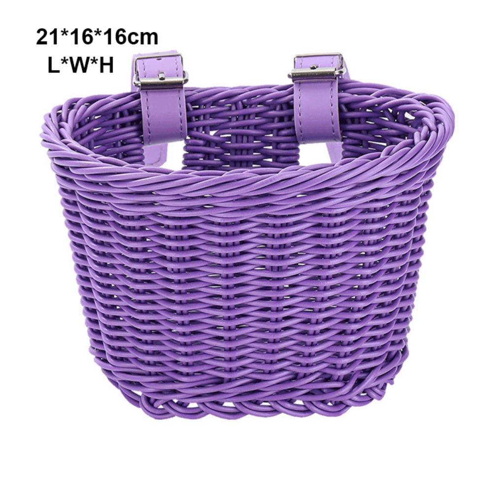 10 Colors Kids Bike Basket Rattan Wicker Retro Woven Bicycle Basket Bicycle Accessories