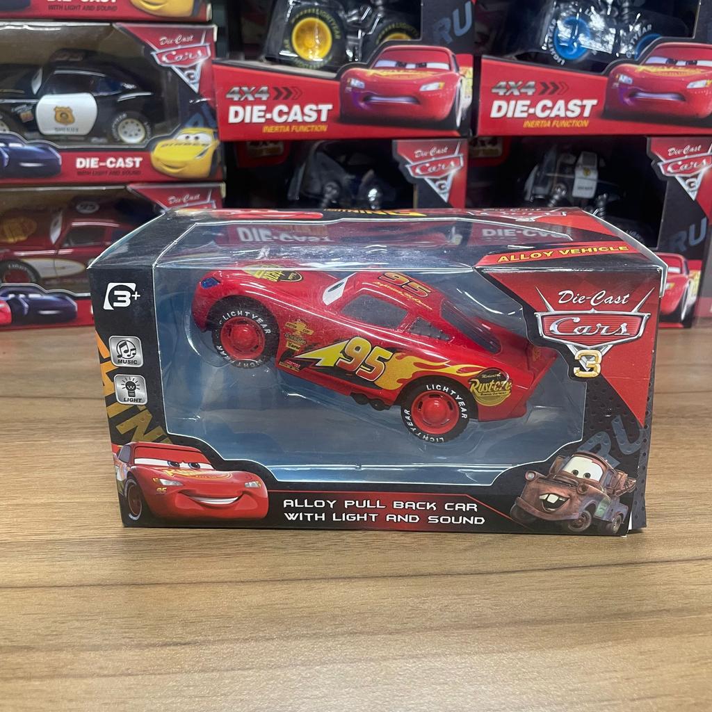 Lightning Mcqueen Model Car Cartoon Q-Version Inertial Pull-Back With Lights And Music Figures Cars Children Toy Gift S 3 Kid Friendly Entertaining