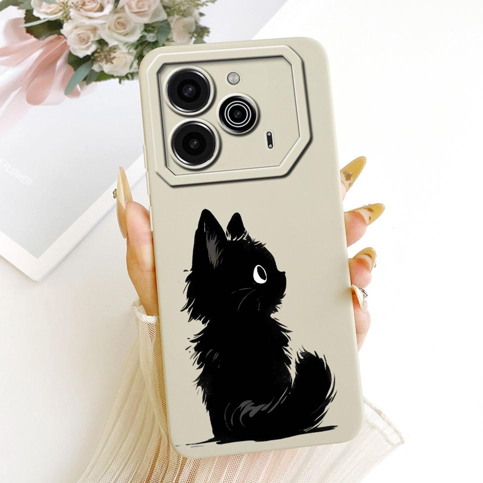 Phone Case For Tecno Pova 6 LI7 / Pova 6 Pro LI9 Casing Liquid Silicone Cartoon Dragon Funny Cat Seabeach Pattern Back Cover