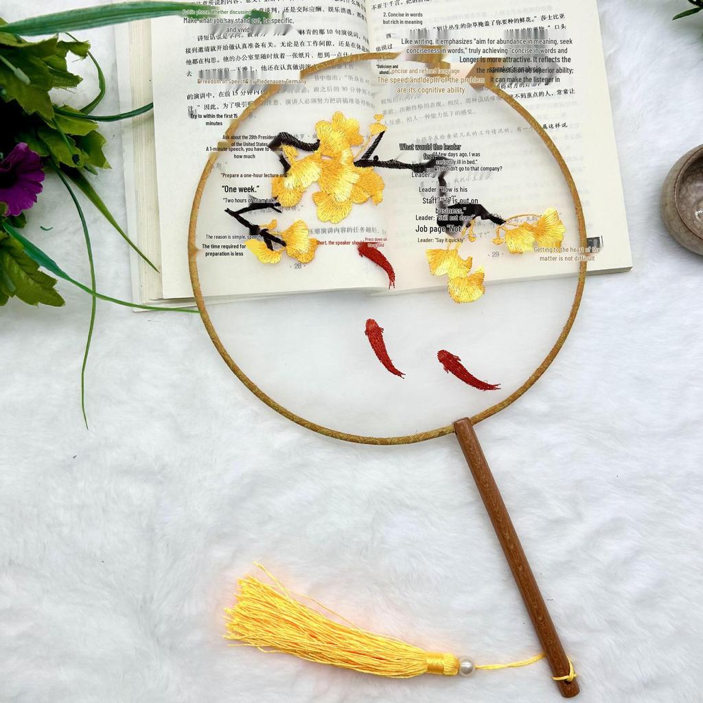 Ancient Style Single-Sided Suzhou Embroidery Dance Fan